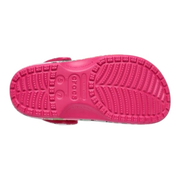 Crocs Classic Woodcut Floral Clogs Women Sz 7 Dragon Fruit Pink Shoes 209839-6ZQ - Picture 5 of 6
